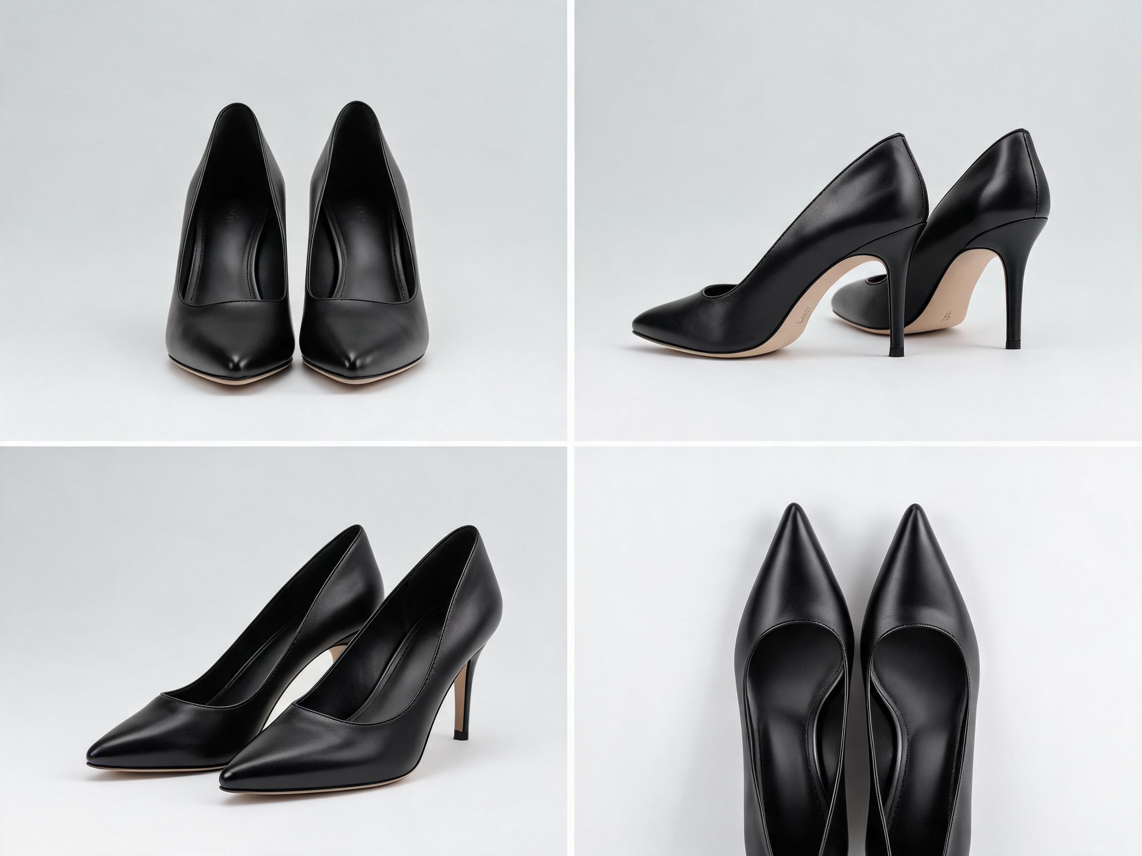 Black Leather Classic Pumps women
