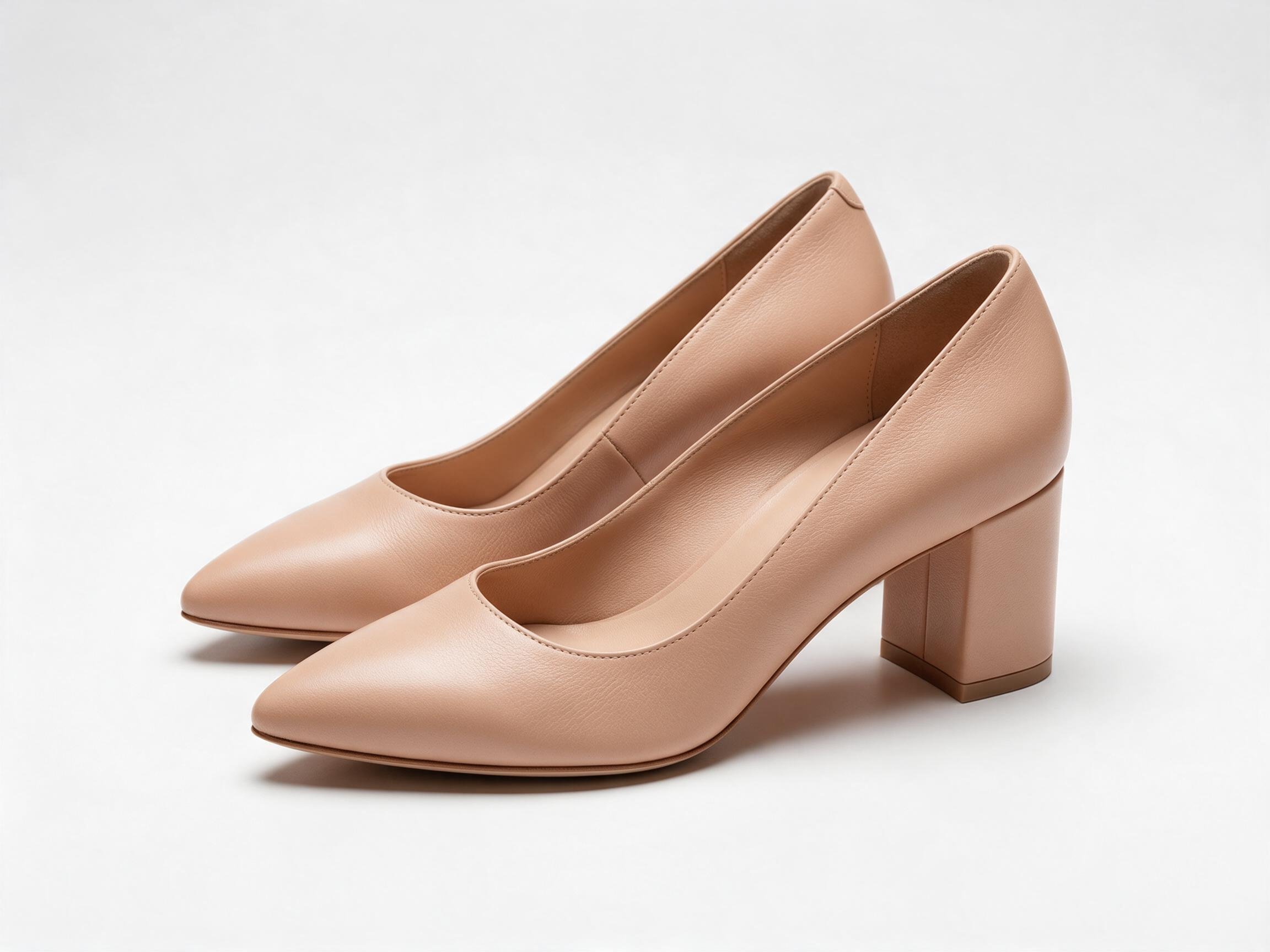 Nude Block-Heel Shoes heels