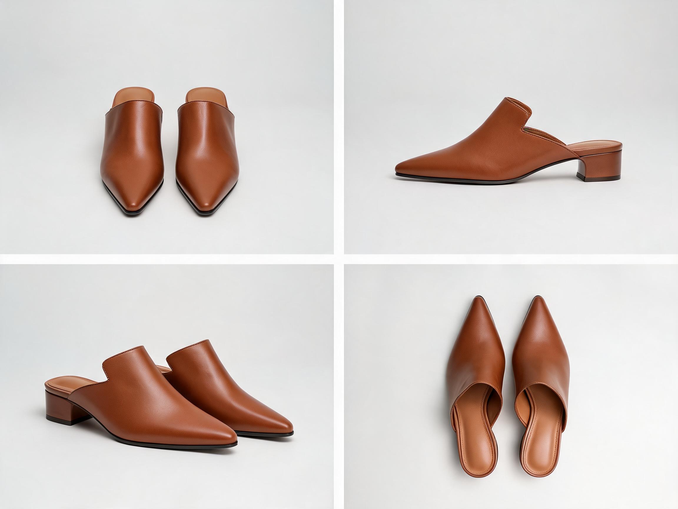 Cognac Leather Mule Shoes women