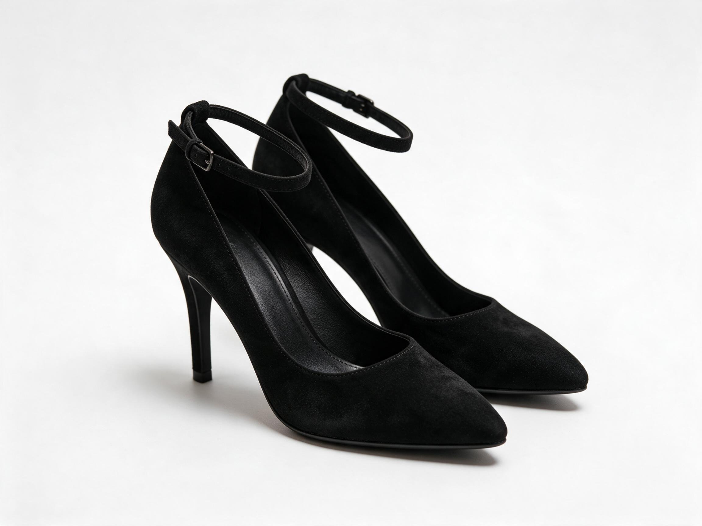 Black Suede Ankle-Strap Heels heels