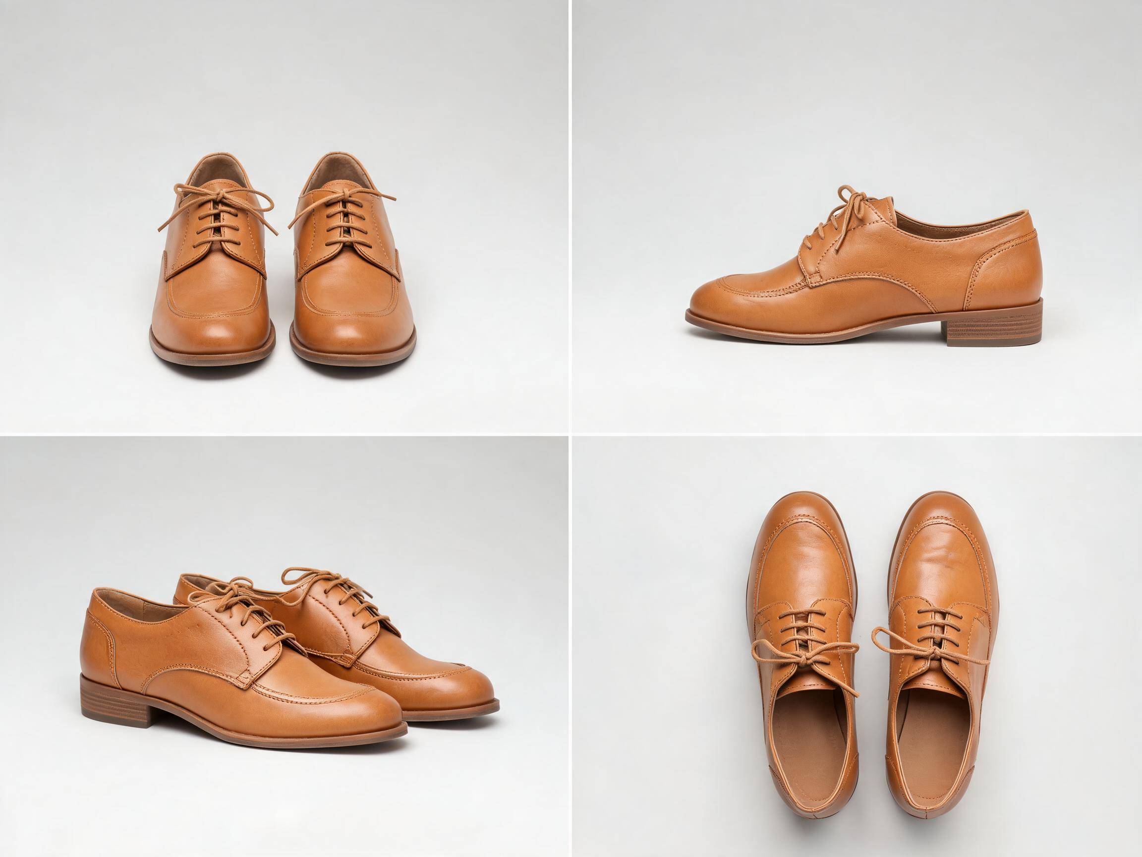 Tan Leather Oxford Shoes women