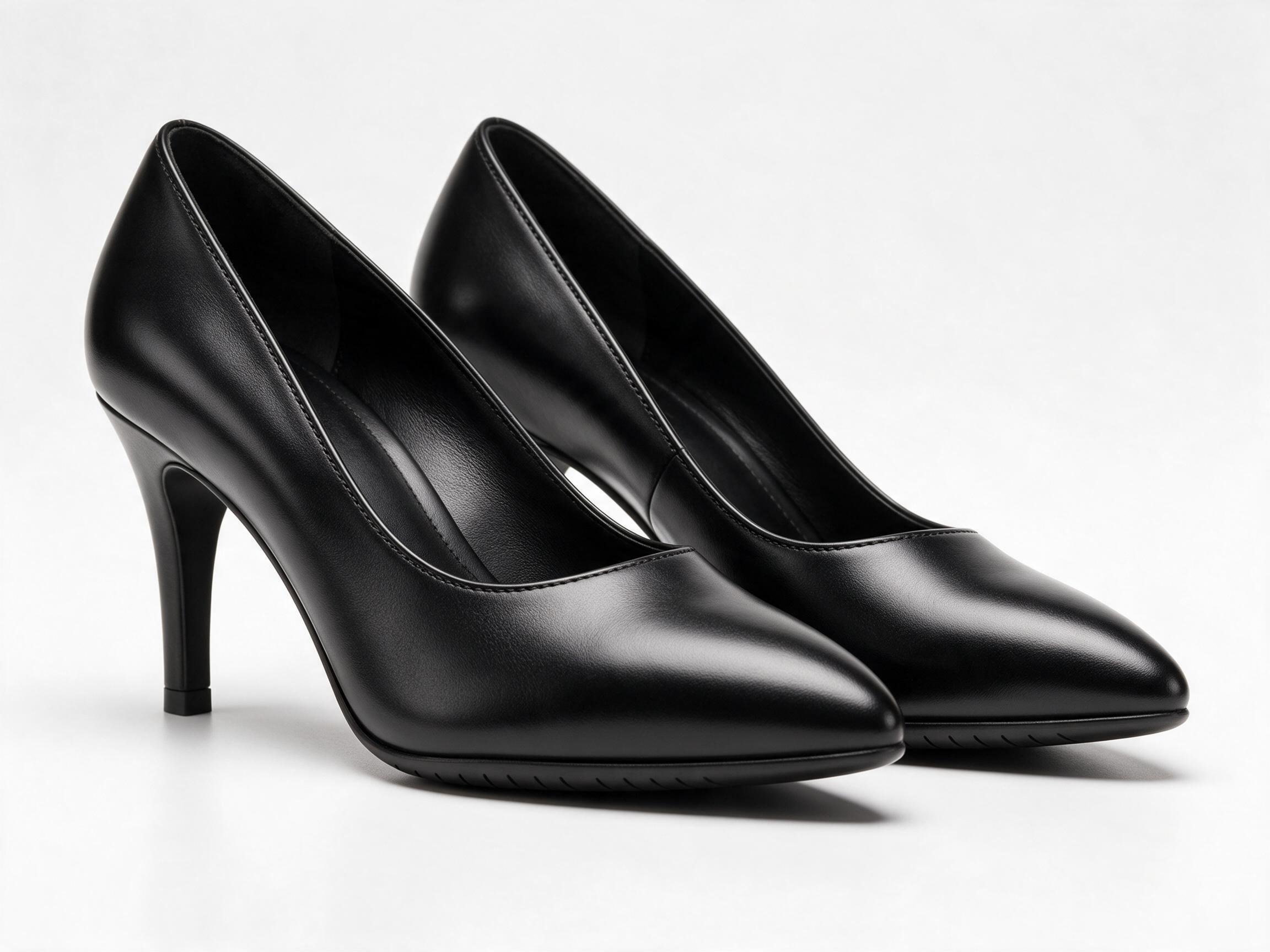 Black Leather Classic Pumps leather
