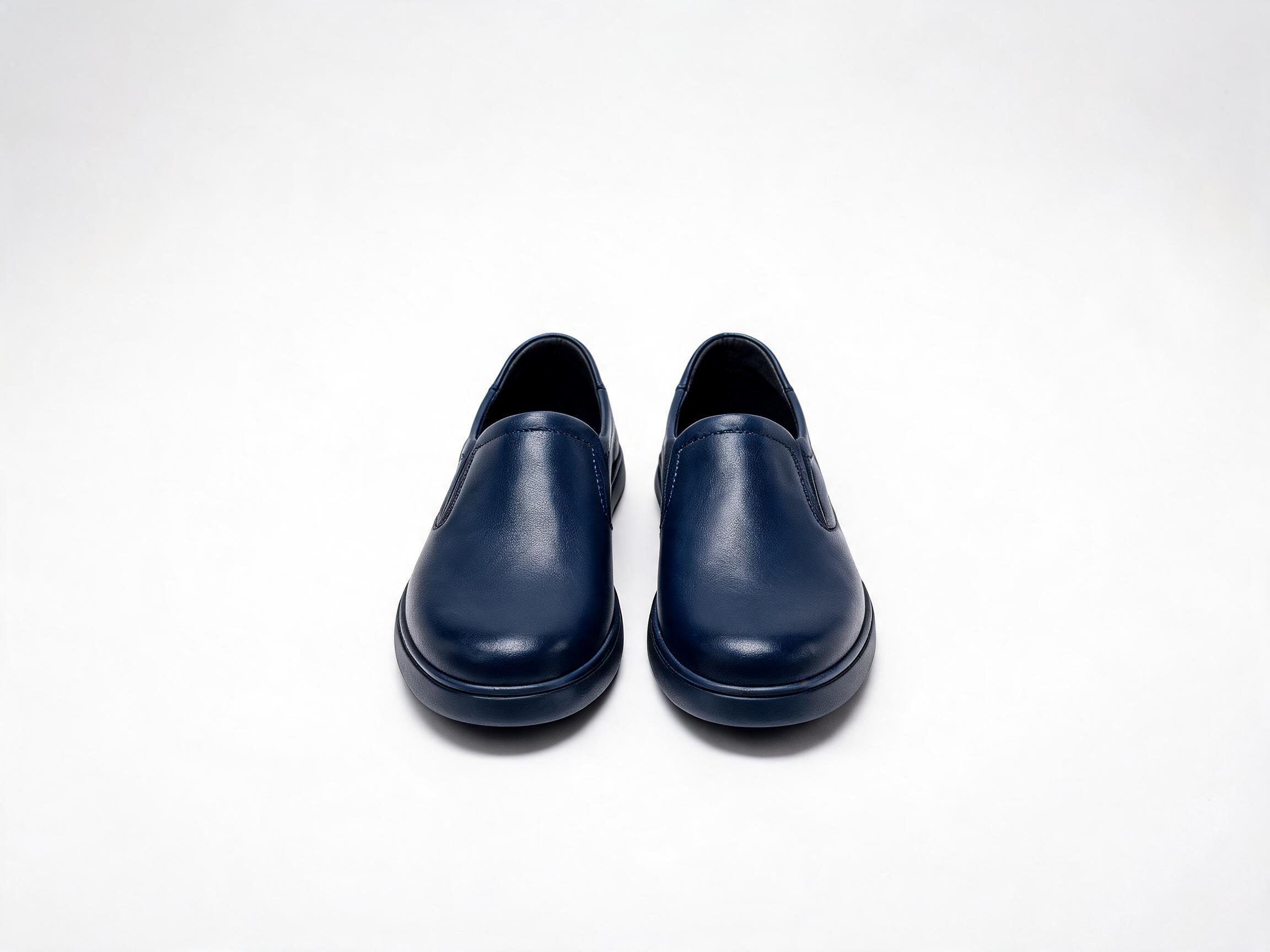 Navy Leather Slip-On Shoes slip-on
