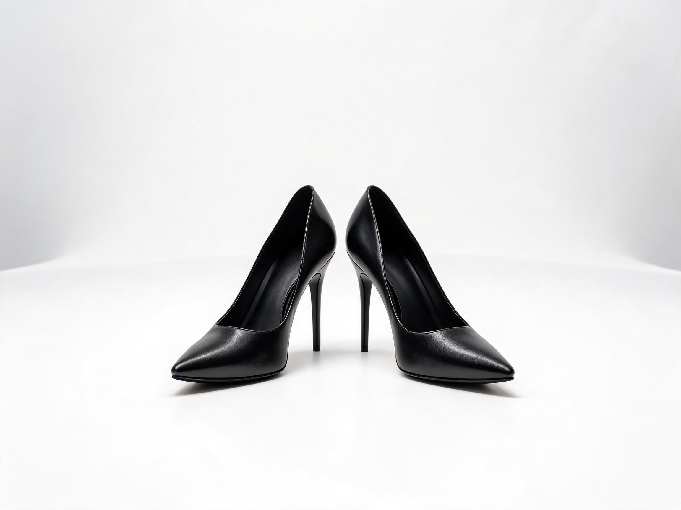 Black Leather Stiletto Heels heels