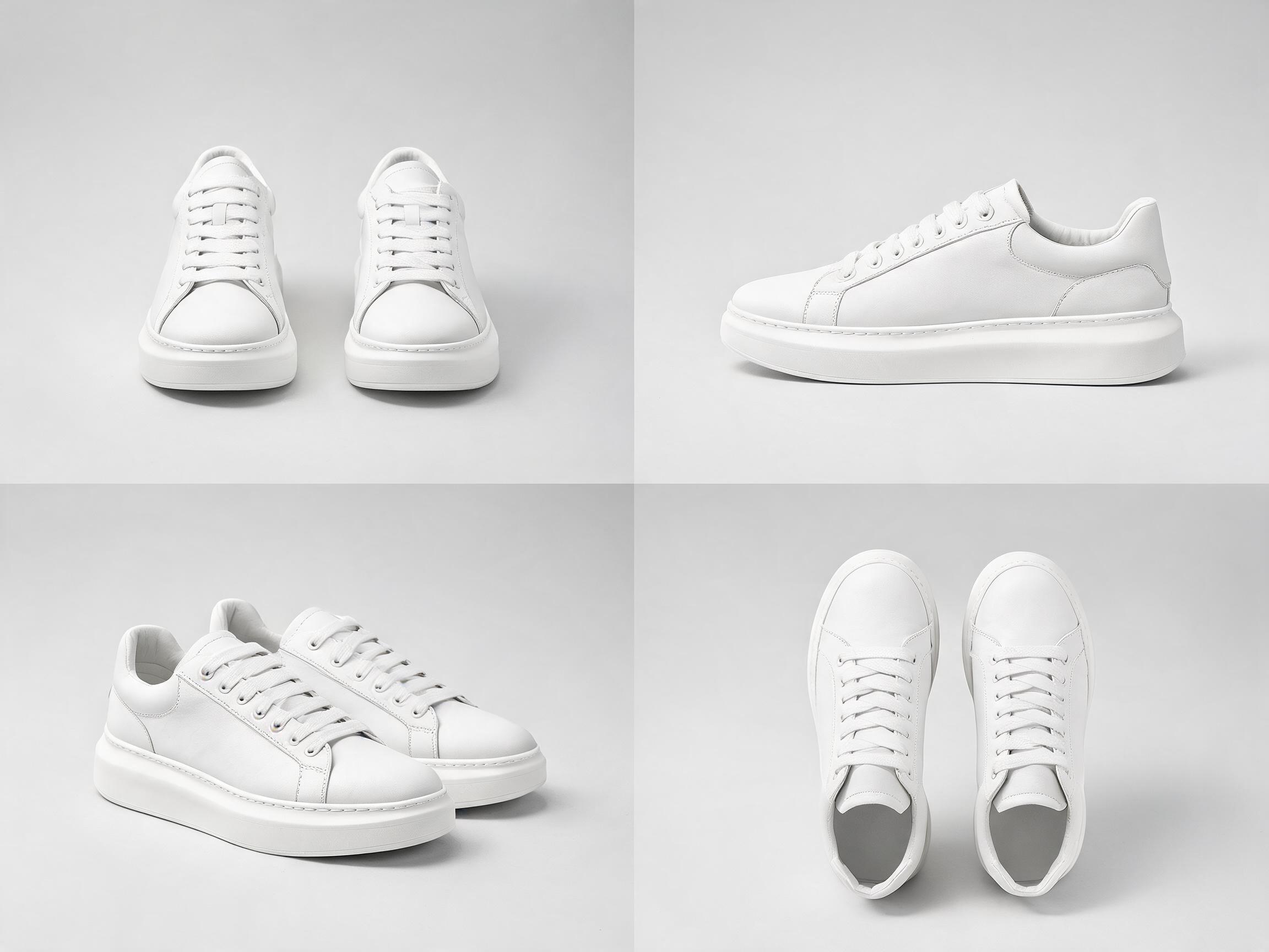 White Leather Low-Top Sneakers men