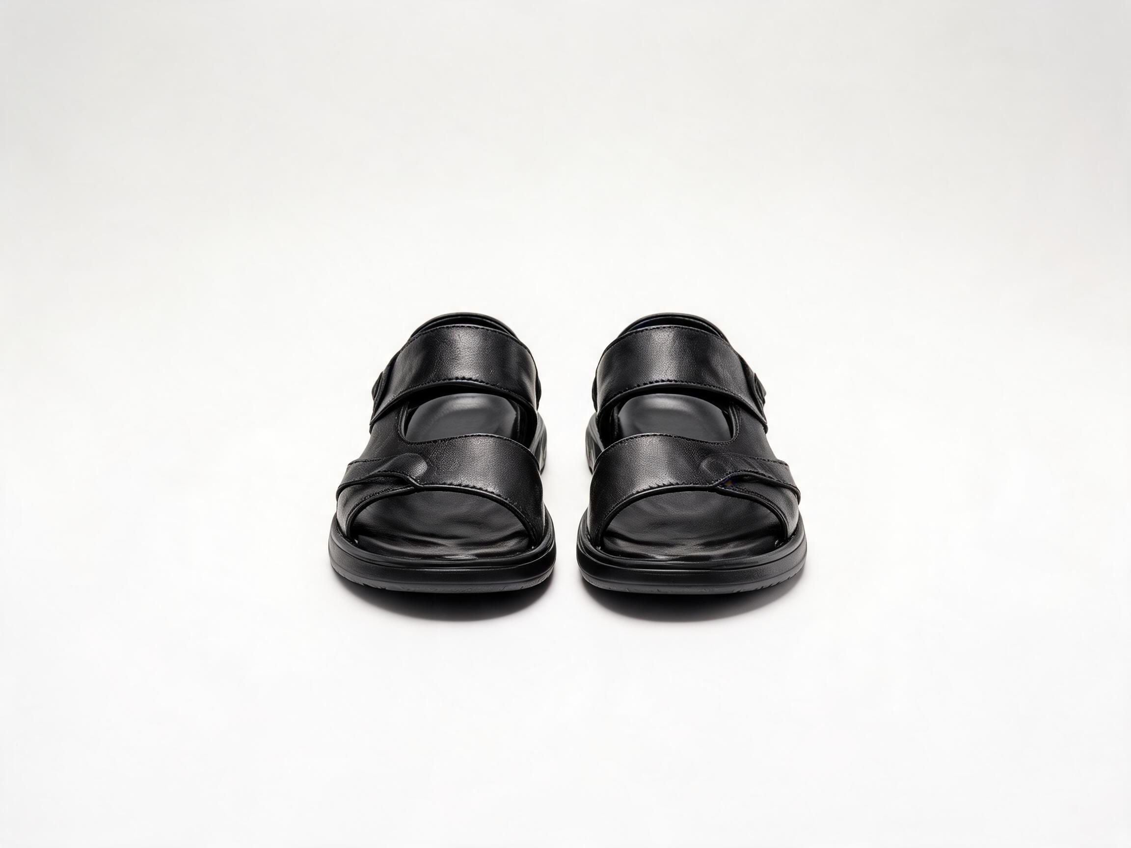 Black Leather Casual Sandals sandals