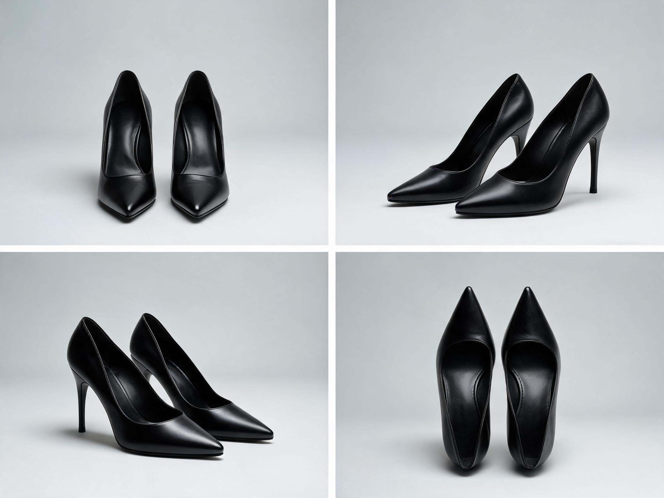 Black Leather Stiletto Heels women