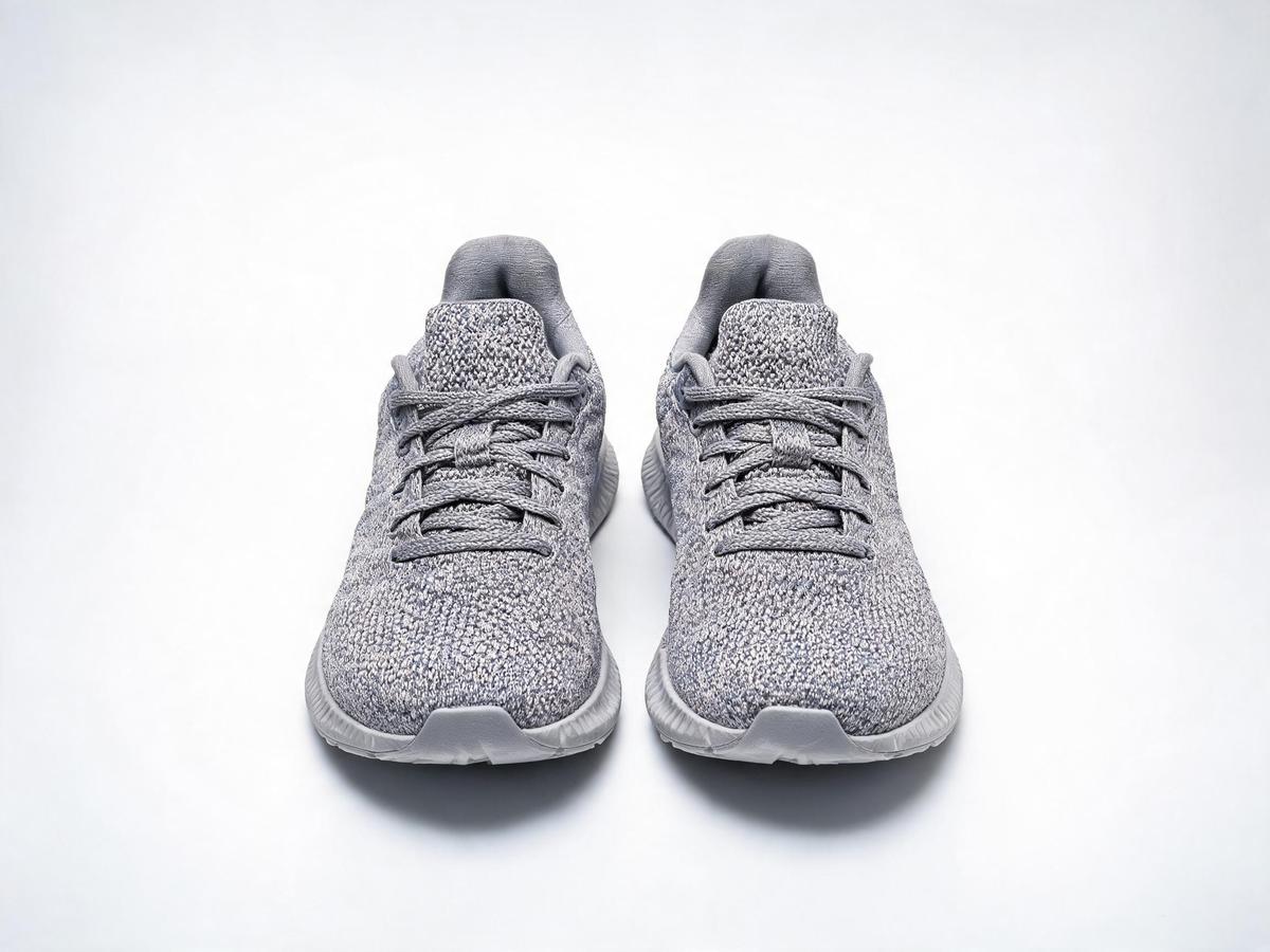 Grey knit running sneakers with knit uppers and EVA midsole for wholesale sport lines